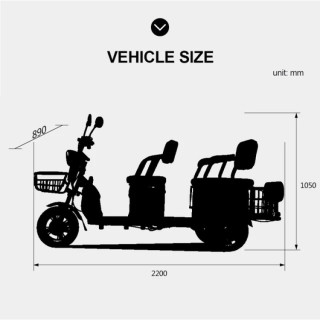 ELEKTRINIS TRIRATIS MOTOROLERIS | VEŽIMĖLIS SKUTERIS XD EEC 72V 1000W 32AH