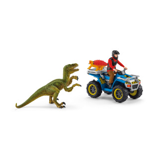 SCHLEICH DINOSAURS Pabėgimas nuo velociraptoriaus keturračiu