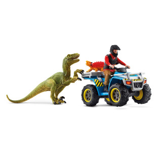 SCHLEICH DINOSAURS Pabėgimas nuo velociraptoriaus keturračiu