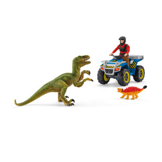 SCHLEICH DINOSAURS Pabėgimas nuo velociraptoriaus keturračiu