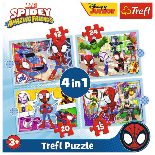 TREFL SPIDER-MAN 12+24+20+15 dėlionių rinkinys Spidey