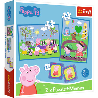 TREFL PEPPA PIG 30+ 48+ 24 memo kortelės, dėlionė-žaidimas Pepa