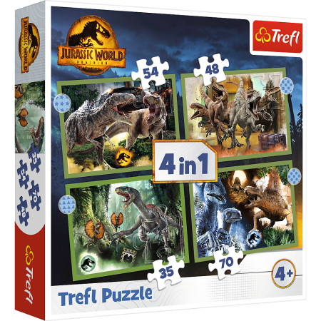 TREFL JURASSIC WORD 35+48+54+70 dėlionių rinkinys Juros periodo parkas