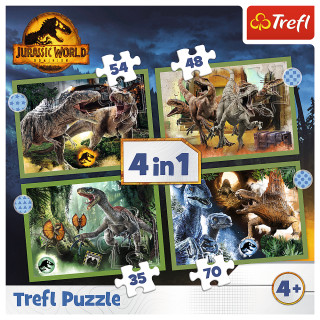 TREFL JURASSIC WORD 35+48+54+70 dėlionių rinkinys Juros periodo parkas