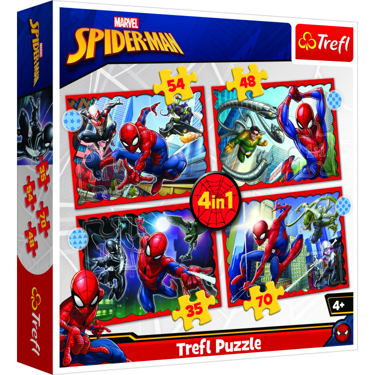 TREFL SPIDER-MAN 4 dėlionių rinkinys Žmogus-voras