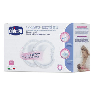 CHICCO Antibakteriniai krūtų įklotai, 60 vnt.