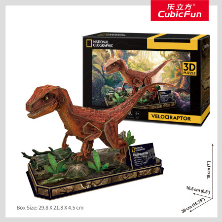 CUBIC FUN National Geographic 3D dėlionė Velociraptorius