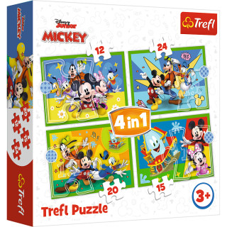 TREFL MICKEY MOUSE 12+15+20+24 dėlionių rinkinys Peliukas Mikis