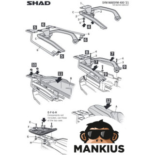 FITTING, TOP CASE SHAD FOR SYM MAXSYM