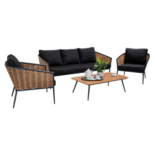 Large Garden Furniture Set Aluminum Sofa + Two Armchairs + Table