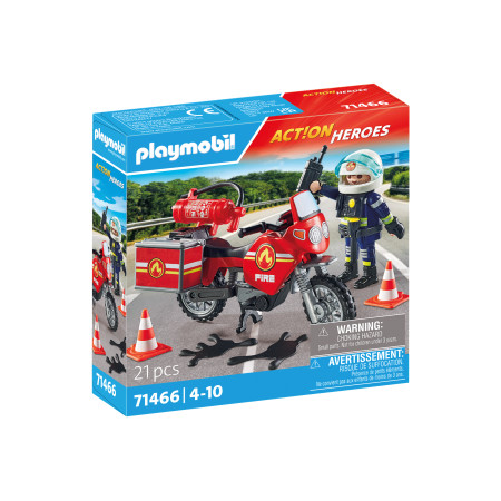 PLAYMOBIL ACTION HEROES Ugniagesių motociklas ir alyvos išsiliejimas 71466