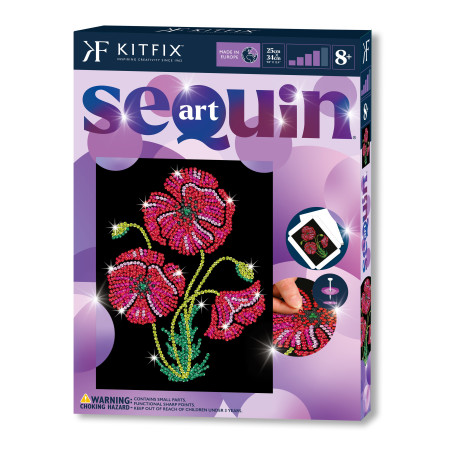 KITFIX DIY Sequin Art violetinis rinkinys Aguonos