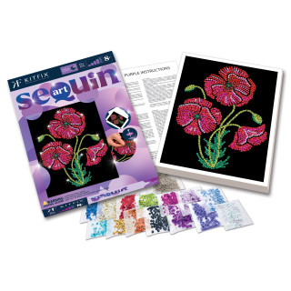 KITFIX DIY Sequin Art violetinis rinkinys Aguonos