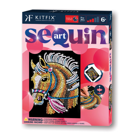 KITFIX DIY Sequin Art raudonasis rinkinys Ponis