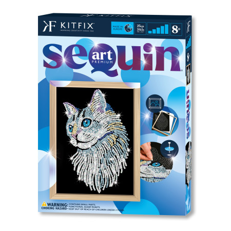 KITFIX DIY Sequin Art mėlynasis rinkinys Balta katė