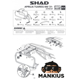 FITTING, ALU SIDE CASE 4P SHAD TERRA FOR APRILIA TUAREG 660