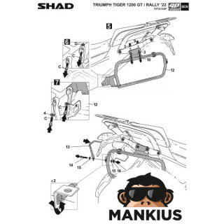 FITTING, ALU SIDE CASE 4P SHAD TERRA FOR TRIUMPH TIGER 1200