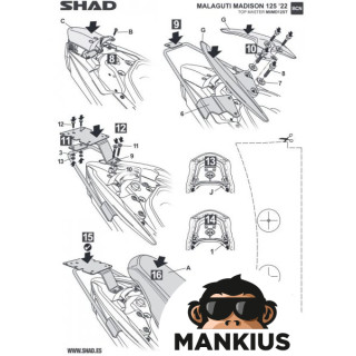 FITTING, TOP CASE SHAD FOR MALAGUTI MADISON 125