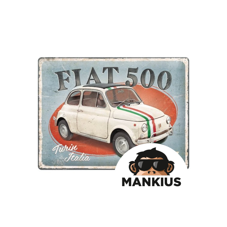 TIN SIGN 30x40 FIAT 500 TURIN ITALI 23351