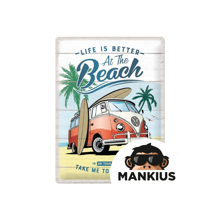 TIN SIGN 30x40 VW BULLI-BEACH META 63441