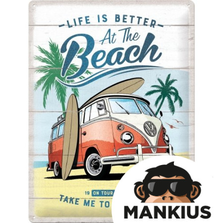 TIN SIGN 30x40 VW BULLI-BEACH META 63441