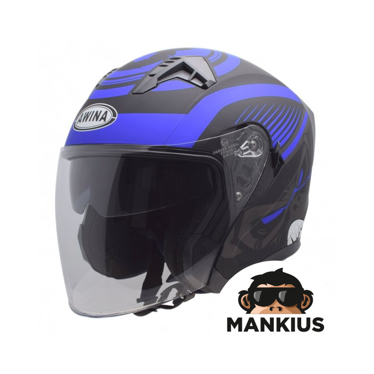 HELMET OPEN FACE TYPE JK528 BLACK BLUE MATT L ECE