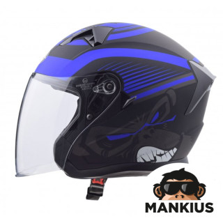 HELMET OPEN FACE TYPE JK528 BLACK BLUE MATT L ECE