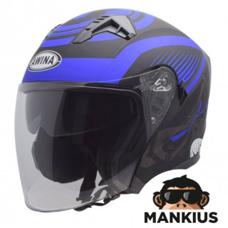 HELMET OPEN FACE TYPE JK528 BLACK BLUE MATT XS ECE