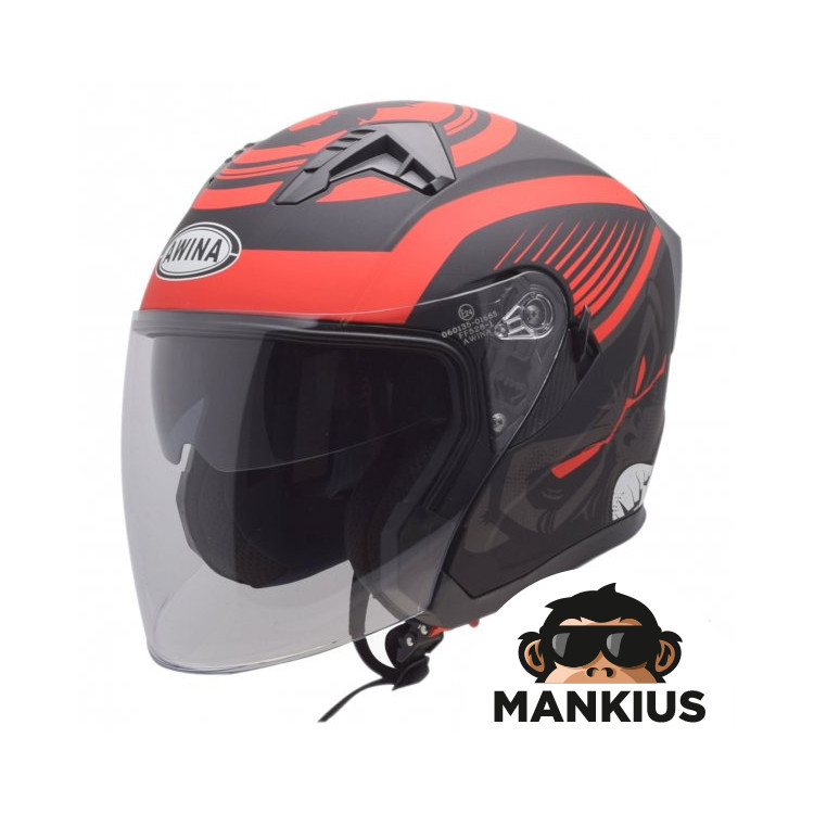 HELMET OPEN FACE TYPE JK528 BLACK RED MATT L ECE