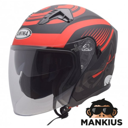 HELMET OPEN FACE TYPE JK528 BLACK RED MATT L ECE