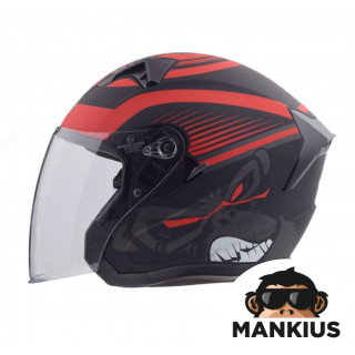 HELMET OPEN FACE TYPE JK528 BLACK RED MATT L ECE