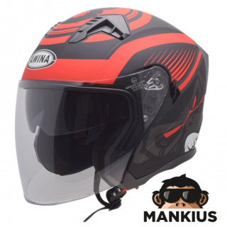 HELMET OPEN FACE TYPE JK528 BLACK RED MATT XL ECE