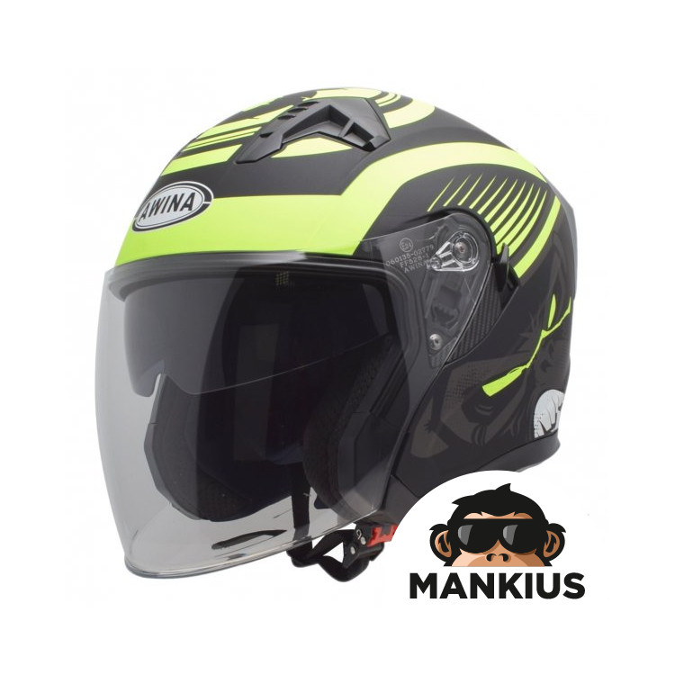 HELMET OPEN FACE TYPE JK528 BLACK YELOW MATT XS ECE