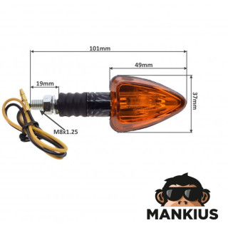 LAMP, TURN SIGNAL, CONE, AMBER LENS, CUTS, CARBON-LOOK ECE