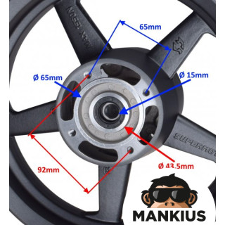 REAR WHEEL ASSY 2.50-12/3.00-12 F+R FOR PITBIKE SUPERMOTO