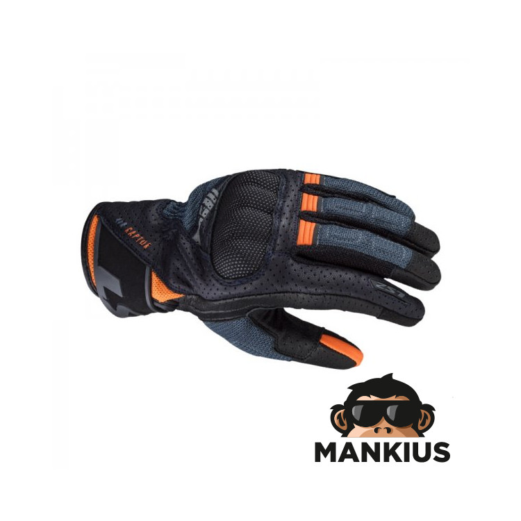 LS2 AIR RAPTOR MAN GLOVES DARK BLUE H-V ORANGE S