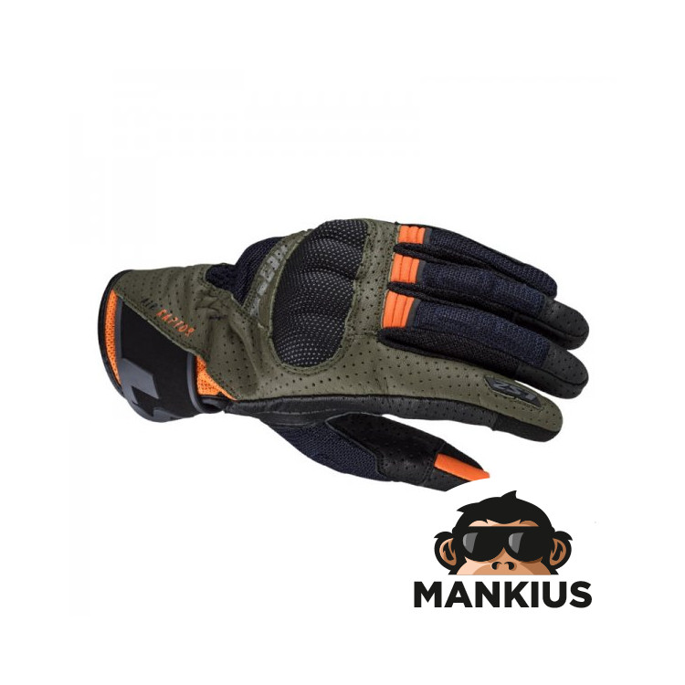 LS2 AIR RAPTOR MAN GLOVES GREEN BLUE H-V ORANGE L