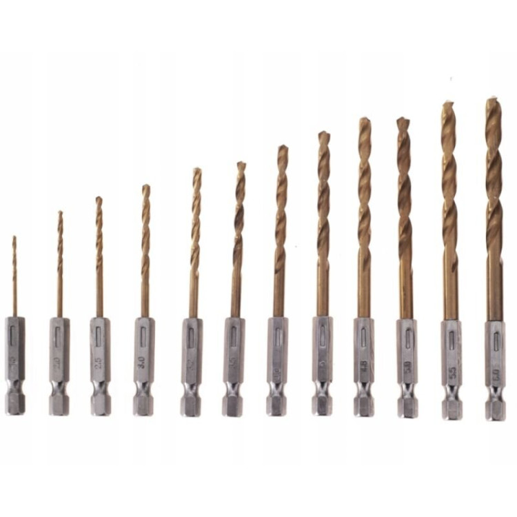 Grąžtų rinkinys HSS 1/4" (13vnt) (titano) 1.5-6.5mm