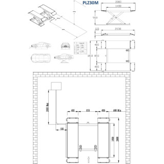 Hidraulinis keltuvas žirklinis su elektromagnetiniu fiksavimu, 3.0t