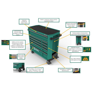 Įrankių spintelė 11-os stalčių PRO su įrankiais 300vnt.