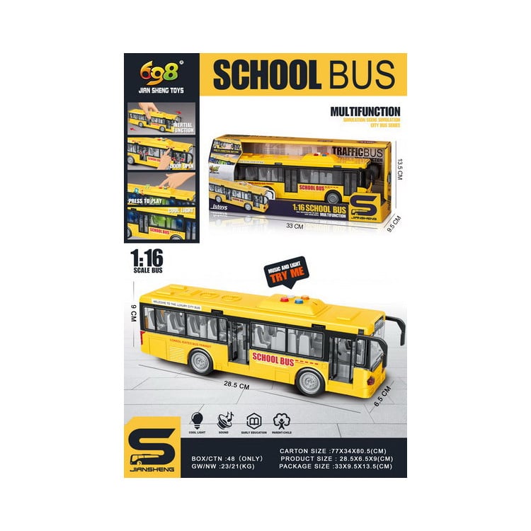 Yellow Bus With Lights and Sound Function