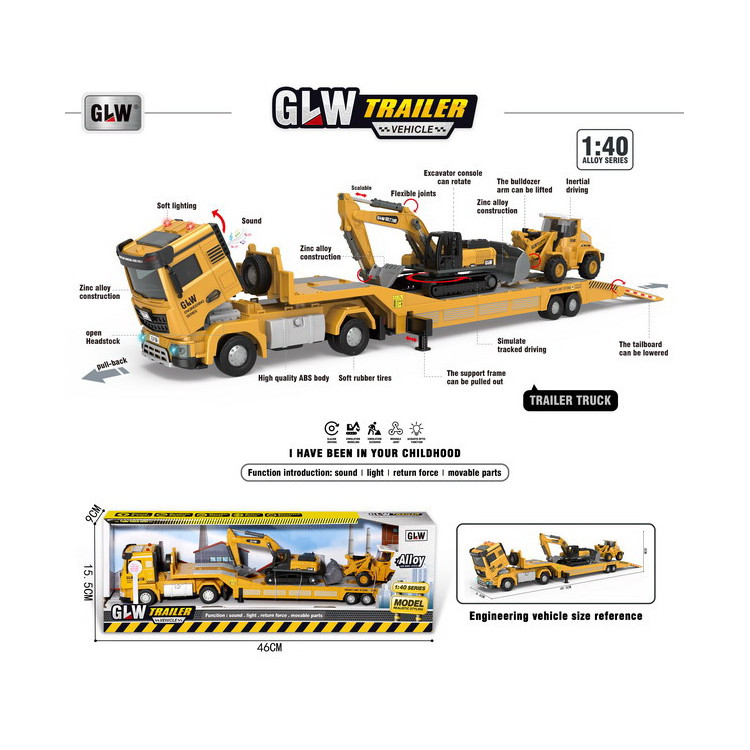 Construction Vehicle Set with Tow Truck