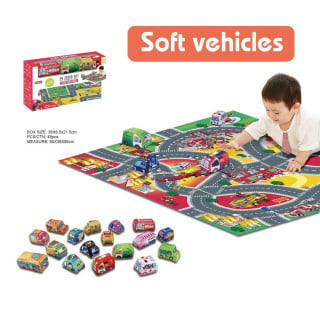 City Fire Department Mat + Soft Car Set