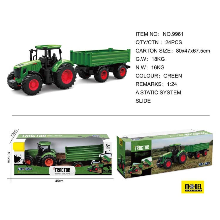 Green Tractor with Trailer