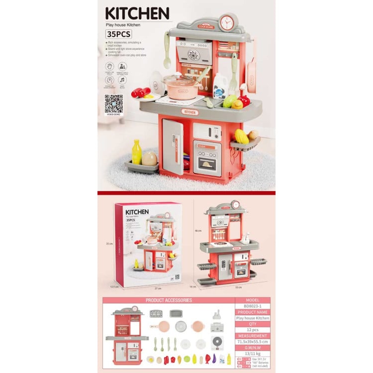 Kitchen Kitchenette with Sound Function 35 pcs. Pink