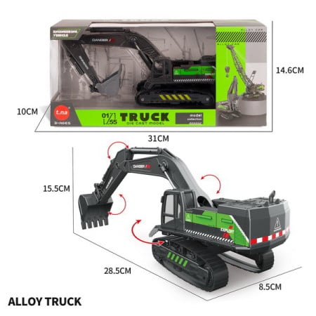 Metal Backhoe/Loader Black - Green