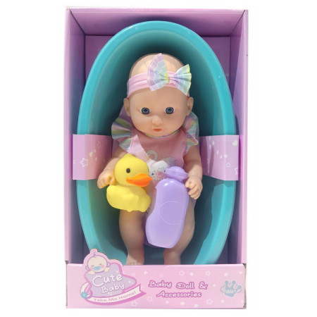 Baby doll with bathtub + accessories