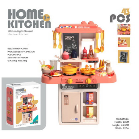 Kitchen Kitchenette with Light Function 43 pieces. Pink