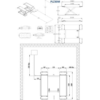 Hidraulinis keltuvas žirklinis su elektromagnetiniu fiksavimu, 3.0t