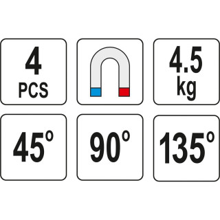 Suvirinimo kampų magnetinių rink.(4vnt)(45 -90 -135 )